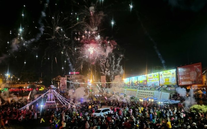 Perayaan pergantian tahun di Kota Bandarlampung, Sabtu (31/12/2022) malam. (ant)