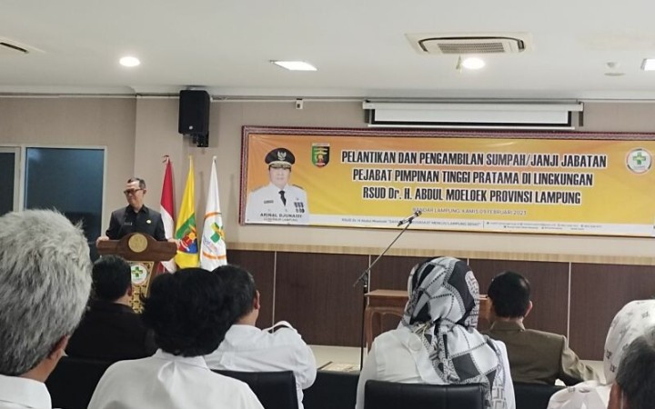 Sekretaris Daerah Provinsi Lampung Fahrizal Darminto saat memberi sambutan. (ant)