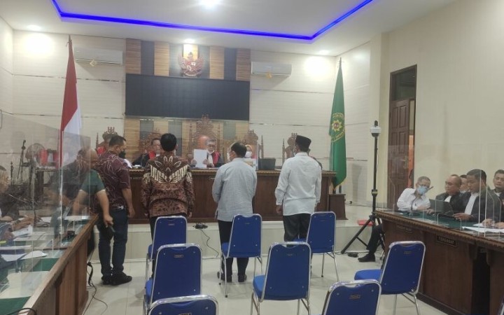 Suasana persidangan kasus suap Universitas Lampung di PN Tanjungkarang, Bandarlampung, Selasa (7/2/2023). (ant)