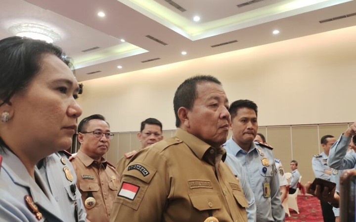 Gubernur Lampung Arinal Djunaidi saat memberi keterangan. Bandarlampung, Senin (6/3/2023). (ant)