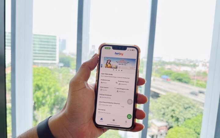 Ilustrasi aplikasi Ferizy untuk pemesanan tiket kapal online. (gemapos/ASDP)