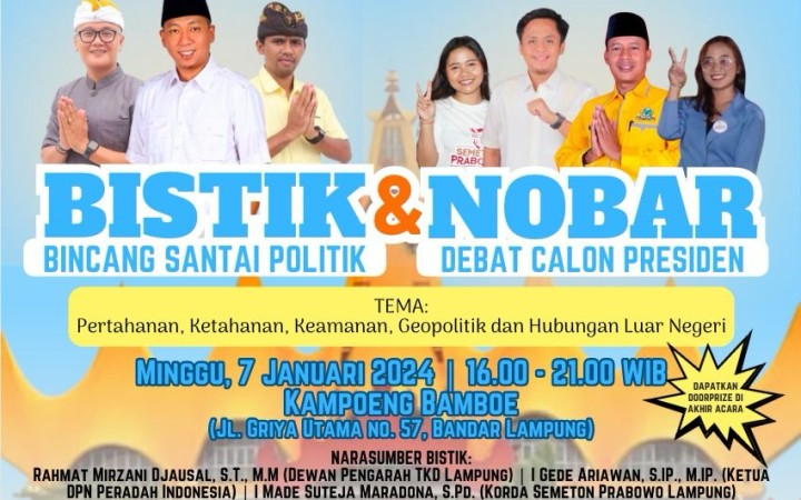 Bincang Santai Politik (Bistik) dan nobar debat calon presiden Semeton Prabowo. (foto: beritalampung/semeton prabowo)