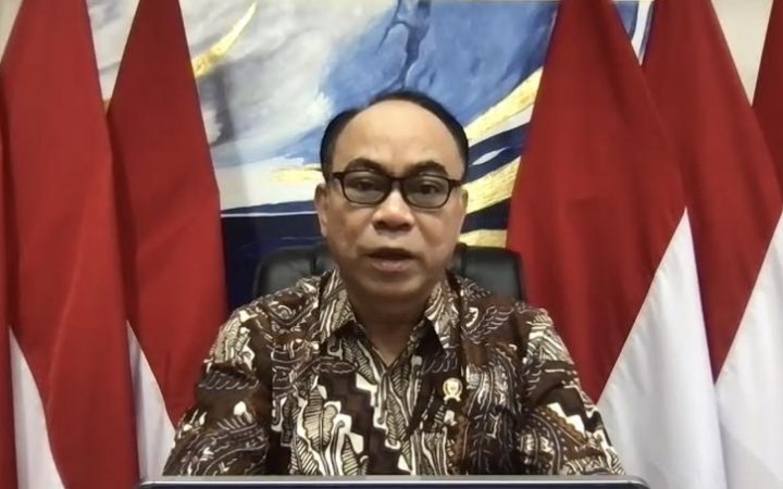 Menkominfo Budi Arie Setiadi dalam Konferensi Pers Judi Online yang berlangsung secara virtual dari Jakarta Selatan, Jumat (24/05/2024). (foto: gemapos/Kominfo)