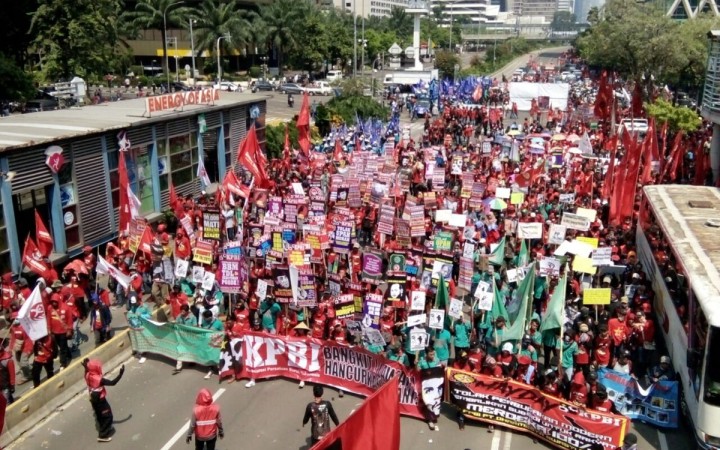 Ilustrasi - Kegiatan Demo Mayday buruh di Jakarta, Selasa (1/05/2018) (foto: gemapos / wikipedia)