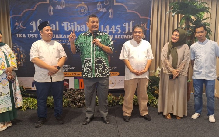 Ikatan Keluarga Alumni (IKA) Universitas Sumatera Utara (USU) Jakarta gelar Halal Bihalal dan Pemaparan Program Bisnis Alumni di Azana Suite Hotel Antasari, Jakarta, Minggu (5/5/2024). (gemapos)