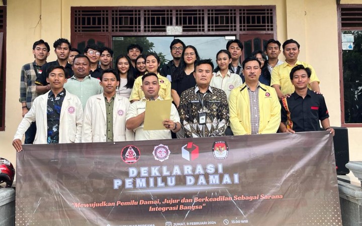 Jelang Pemilu 2024, DPP Peradah Lampung dan PD KMHDI Lampung gelar deklarasi pemilihan umum (pemilu) damai. (foto:beritalampung)