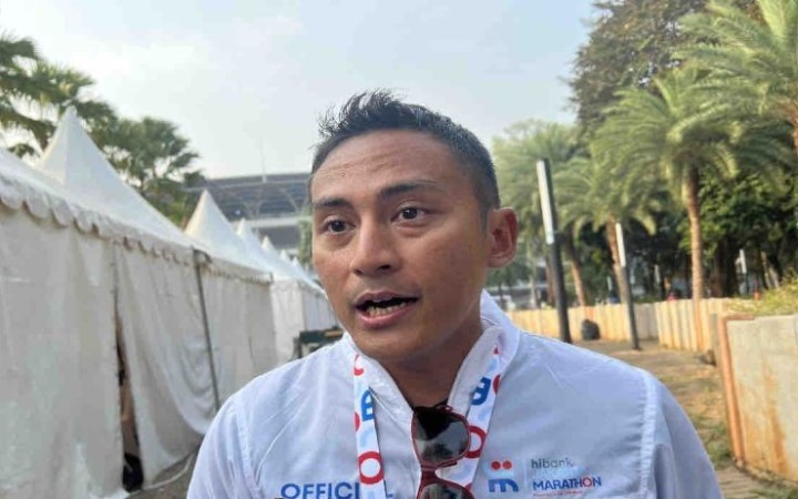 Communication Director Jakarta Marathon 2023, Adystra Bimo Herayanto di Jakarta diwawancara terkait Hibank Jakarta Marathon 2023 di Jakarta, Minggu (22/10/2023). (foto: gemapos/ antara)