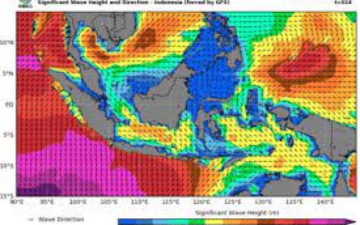 Peta Potensi gelombang tinggi yang dirilis oleh Badan Meteorologi Klimatologi dan Geofisika (BMKG), Rabu (1/11/2023). (Foto : gemapos/BMKG)