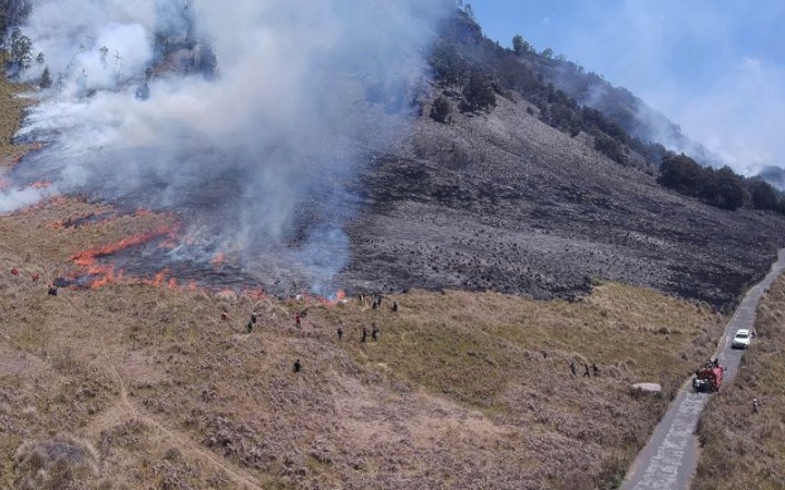 Foto arsip - Personel gabungan Balai Besar Taman Nasional Bromo Tengger Semeru (BB TNBTS) pada saat melakukan proses pemadaman api di area savana, di wilayah Kabupaten Malang, Jawa Timur, Rabu (30/8/2023). (foto:gemapos,ant)