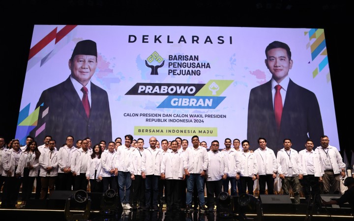 Deklarasi dukungan  Barisan Pengusaha Pejuang yang diketuai Bobby Nasution  terhadap calon presiden dari Koalisi Indonesia Maju Prabowo Subianto i Djakarta Theater, Jakarta, Rabu (8/11). (gemapos)