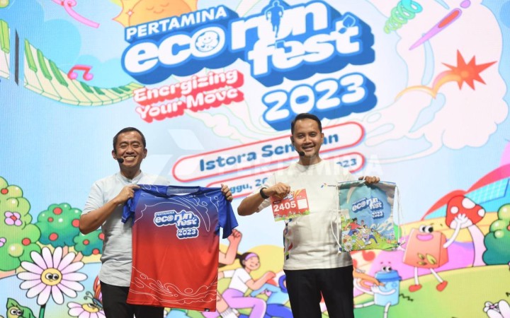 Vice President Corporate Communication Pertamina Fadjar Djoko Santoso (kanan) jelang gelaran Pertamina Eco RunFest 2023. (gemapos/pertamina)