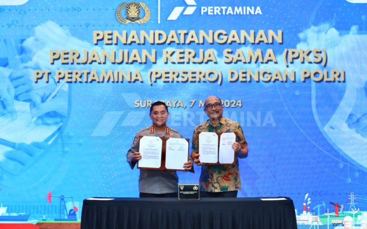 Pertamina menandatangani perjanjian kerja sama dengan Badan Pemelihara Keamanan (Baharkam) Kepolisian Republik Indonesia (Polri). (gemapos/Pertamina)