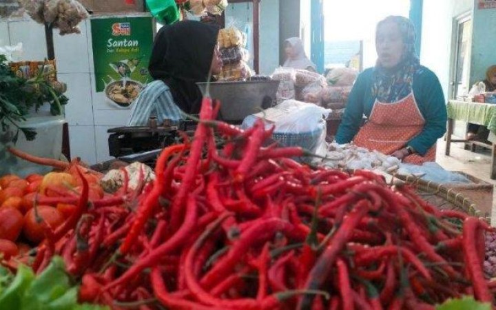 Harga cabai merah di Pasar Gedong Tataan Kabupaten Pesawaran mencapai Rp 100 ribu per kilogram. (foto:beritalampung)