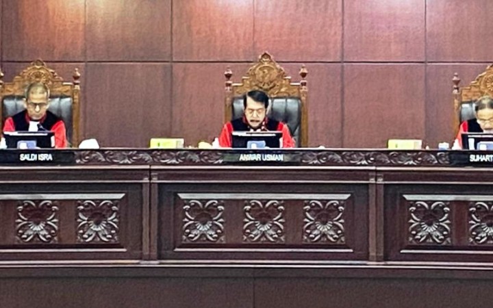 Sidang pengucapan putusan/ketetapan di Gedung Mahkamah Konstitusi RI, Jakarta, Senin (16/10/2023). (foto:gemapos/ant)