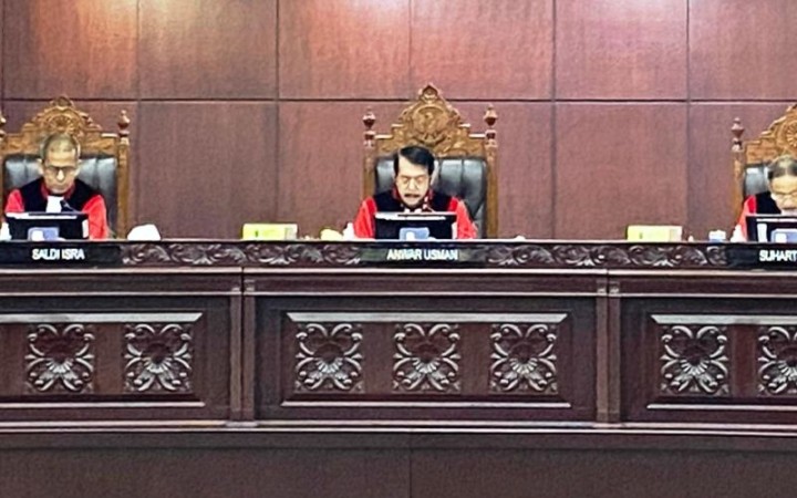 Sidang pengucapan putusan/ketetapan di Gedung Mahkamah Konstitusi (MK) RI, Jakarta, Senin (16/10/2023). (foto:gemapos/ant)