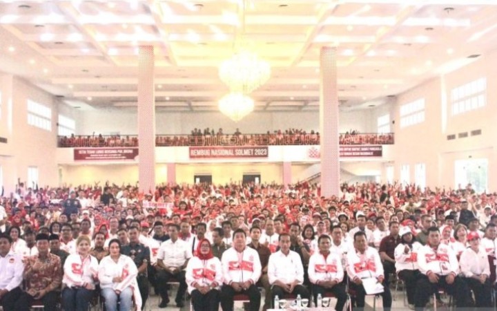 Rembug Nasional Solidaritas Merah Putih (Solmet) 2023 di Gedung Putih Tio Ma Convention Center, Kota Bogor, Sabtu (16/9/2023). (foto:gemapos/ant)