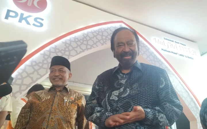 Ketua Umum Partai NasDem Surya Paloh di kantor DPP PKS, Jakarta Selatan, Sabtu (27/4/2024) (gemapos./antara