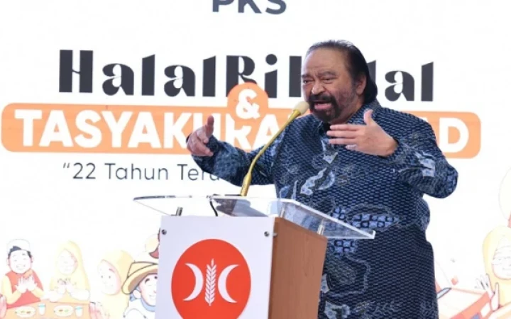 Ketua Umum Partai NasDem Surya Paloh di kantor DPP PKS, Jakarta Selatan, Sabtu (27/4/2024) (gemapos./antara)