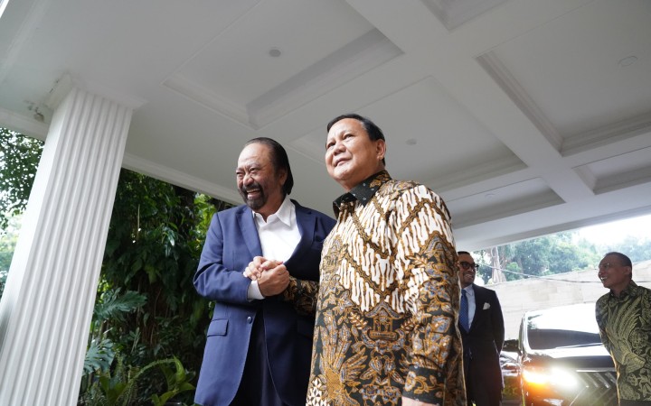 Pertemuan Prabowo subianto dan Ketum Partai NasDem, Surya Paloh di Kertanegara, Kamis (25/4/2024) untuk menyatakan bergabung. (gemapos/dok. istimewa)