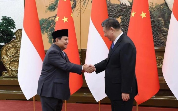 Pertemuan menhan Prabowo dan Presiden China, Xi Jinping, Senin (1/4/2024). (gemapos/cnbc)