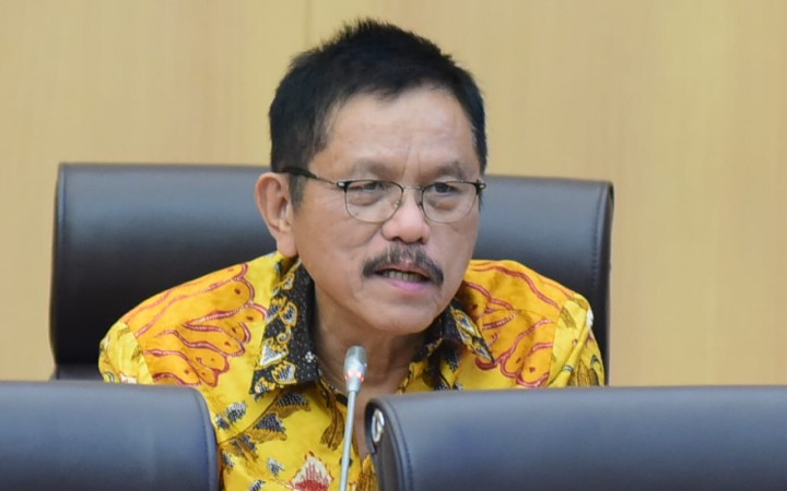 Anggota Komisi VII DPR RI Ramson Siagian, saat mengikuti Rapat dengar pendapat Komisi VII DPR dengan BPH MIgas, di ruang rapat Komisi VII DPR RI, Senayan, Jakarta, Senin (27/5/2024).