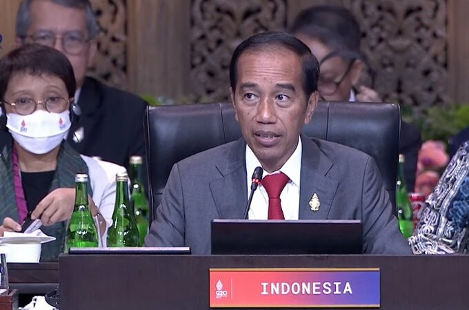 Presiden Jokowi saat Pidato Pembuka pada KTT G20 Sesi III: Transformasi Digital, Rabu (16/11/2022). (ist)